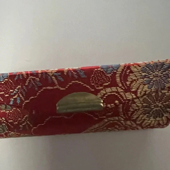 New Brocade Lipstick Case With Mirror‎ Red - Picture 4 of 5